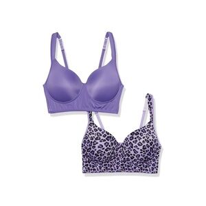 NWOT Rhonda Shear Purple and Leopard Print Bra Duo